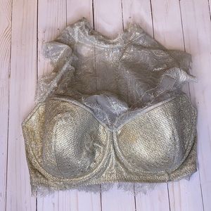 NEW & RARE -Victoria’s Secret Dream Angels lined Demi Gold/lace bra top